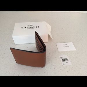 Coach Men’s Leather Cognac Wallet | Brand New